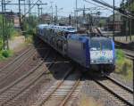 185 CL-001,  fhrt am 08.07.10 durch Lehrte. Fotostandpunkt war der Balkon des Musumstellewerk des Lehrter Eisenbahnverein.