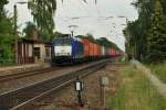 Br 185-CL 002(ITL) mit ein Containerzug aus richtung Dresden in Weissig bei Grossenhain 23/06/2010.