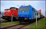 185 523-8 -CFL Cargo- im Norddhafen von Stralsund.