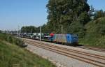 Crossrail 185 535 mit einem Autozug am 06.09.2010 bei Rhrmoos.