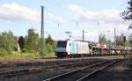 185 691-3 mit ARS Autotransportzug in Fahrtrichtung Norden. Aufgenommen am 18.06.2011 in Eschwege West.