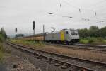 185 681-4 mit geschlossenen ARS Autotransportwagen in Fahrtrichtung Sden. Aufgenommen am 03.07.2011 in Eschwege West.