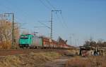 185 611-1 in DB Schenker Diensten zieht einen leeren Kohlezug durch Klein-Gerau in Richtung Mainz-Bischofsheim. 06.03.12