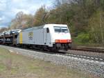 185 637-6 Mit eien Autozug am 25.04.2012 in Vollmerz