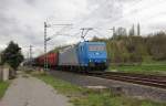 185 516-2 mit gemischtem Gterzug in Fahrtrichtung Nord. Aufgenommen am 26.04.2012 an der Nordeinfahrt nach Eschwege Stadt.