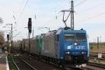 LTE 185 528  Hermine  zog am 18.4.12 die LTE 185 608 und einen Getreidezug durch Duisburg-Bissingheim.Der Zug war auf dem Weg nach Emmerich.
