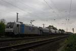 Railpool/RTB 185 684 wartet am 11.5.12 mit einem Getreidezug auf Weiterfahrt in Ratingen-Lintorf.