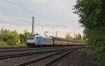 185 691-3 mit geschlossenen ARS Autotransportwagen in Fahrtrichtung Norden. Aufgenommen in Eschwege West am 15.06.2012.