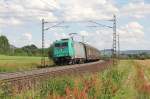 Gru zurck an den Tf! Mit Lichtgru kam am 10.07.2012 185 614-5 mit ARS- Autotransportwagen in Fahrtrichtung Norden daher. Aufgenommen bei Harrbach.