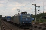 Crossrail 185 536 am 3.7.12 mit einem LKW Walther KLV von Duisburg-Ruhrort nach Domodossola in D�sseldorf-Rath.