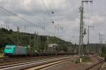 VPS 185 617 am 23.8.12 mit leeren Stahlwagen auf dem Weg nach Oberhausen-West bei der Durchfahrt durch Brackwede.