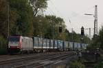 Crossrail 185 590 am 20.9.12 einen LKW Walter KLV auf dem Weg nach Duisburg-Ruhrort Hafen bei der Durchfahrt durch Ratingen-Lintorf.