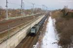 185 556-8 MRCE Dispolok GmbH fr CFL Cargo Deutschland GmbH mit einem Stahlzug in Stendal(Wahrburg) und fuhr in Richtung Wolfsburg weiter. 30.03.2013