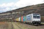 Railpool/EVB 185 675 am 2.11.12 mit einem Containerzug in Thngersheim.