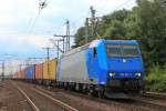 185 512-1 mit Containern in HH-Harburg Richtung Hafen, aufgenommen am 31. Juli 2013.