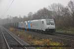 185 697-0 Railpool Novelis & 193 801 Railpool retrack mit Nievenheimer in Gelsenkirchen Buer Nord, Dezember 2013.
