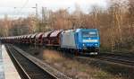 185 514-5 mit Schotterzug in Gelsenkirchen Buer Nord, Januar 2014.