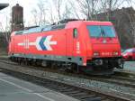 185 605 der HGK steht am 17. Januar 2014 auf dem Bhf Großkorbetha.