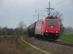 Am 22.03.2014 kam 185 585 mit einem Kesselzug aus Richtung Salzwedel und hatte Einfahrt nach Stendal.