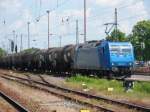 Am 20.05.2014 kam 185 512 mit einem Kesselzug aus Richtung Magdeburg nach Stendal und fuhr weiter in Richtung Hannover.