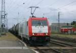 Am 16.06.2014 kam die 185 598-0 von der ITL aus Richtung Salzwedel nach Stendal und fuhr weiter in Richtung Magdeburg.