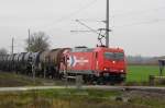 Am 06.11.2014 kam die 185 605-3 von der HGK aus Richtung Salzwedel und fuhr weiter in Richtung Stendal .