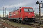 Lok 185 603-8 wartet am Badischen Bahnhof auf den nächsten Einsatz. Die Aufnahme stammt vom 12.01.2015.