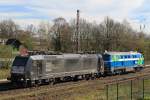 NIAG 8 am 20.3.14 mit MRCE/NIAG 185 553 im Schlepp als Lokzug in Ratingen-Lintorf.