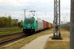 Am 25.04.2015 kam die 185 611-1 von der ITL aus Richtung Salzwedel nach Stendal und fuhr weiter in Richtung Magdeburg .