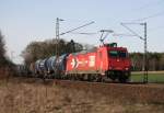 185 589 mit DGS 88847 (RheinCargo, Hamburg Hohe Schaar–Stendell) am 24.02.2014 zwischen Deutsch Evern und Bienenbttel