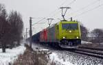 Zusammen mit 185 584 zog 119 005 am 17.01.16 einen Kesselwagenzug durch Greppin Richtung Bitterfeld.