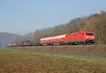 185 256 mit EZ 51893 (Mannheim Rbf–Nrnberg Rbf) am 25.02.2016 zwischen Wernfeld und Karlstadt (Main)