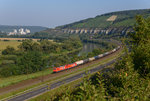 185 630 und 185 603 beide RHC-HGK mit Kesselwagen Richtung Süden bei Himmelstadt am 10.9.2016.