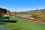 185 273 mit einem Stahlzug am 06.11.2020 bei Vilshofen.