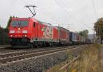 185 399-3 mit KLV-Zug in Fahrtrichtung Sden. Aufgenommen am 15.09.2012 in Ludwigsau-Friedlos.