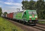 DB 185 389-4  CO2-frei Auf der Schiene mit DB Schenker  (NVR 91 80 6185 389-4 D-DB)  am 27.06.2017 mit CT Hannover/Ahlem Ri Linden/Fischerhof passierend...