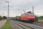 Durchfahrt am 16.09.2016 von 185 093-2 mit einem gemischten Güterzug (Mannheim Rbf - Chiasso) in Müllheim (Baden) gen Schweizer Grenze.