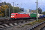 185 358-9 DB kommt aus Richtung Köln,Aachen-Hbf,Aachen-Schanz mit einem  KLV-(Lanutti)Zug aus Torino-Orbassano(I) nach Charleroi-Dry-Port(B) und fährt in Aachen-West ein.