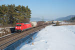 185 208-6 mit einem gemischten Güterzug bei Darshofen Richtung Nürnberg, 21.01.2017