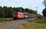 185 325 schleppte am 26.09.18 einen Autologistik-Zug durch Jütrichau Richtung Magdeburg.