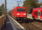 185 391-0 DB mit einem langen Kesselzug durch Kohlscheid aus Burghausen-Wackerwerk nach Antwerpen-Noord(B) und kommt die Kohlscheider-Rampe hoch nach Aachen-West.