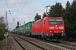 Am 13.04.2017 bespannte die 185 195-5 den  Lannutti -KLV (Charleroi Dry Port - Torino Orbassano), als sie bei Heitersheim über die KBS 703 in Richtung Schweizer Grenze fuhr.