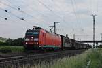 Bei Müllheim (Baden) fuhr am Abend des 02.06.2017 die 185 089-0 mit einem gemischten Güterzug (Chiasso Smistamento - Mannheim Rbf) in Richtung Freiburg (Breisgau).