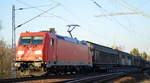 DB Cargo Deutschland AG mit  185 349-8  [NVR-Number: 91 80 6185 349-8 D-DB] und Hanzzug Schiebewandwagen am 18.02.19 Berlin-Wuhlheide.