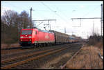 Railion 185164-1 ist hier am 25.1.2005 mit einem Güterzug in Westerkappeln Velpe in Richtung Rheine unterwegs.