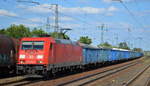 DB Cargo Deutschland AG mit  185 206-0  [NVR-Nummer: 91 80 6185 206-0 D-DB] und einem Ganzzug polnischer offener Güterwagen mit Kohle beladen am 01.07.19 Saarmund Bahnhof.