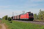 Am Morgen des 29.04.2018 fuhr 185 126-0 mit einem gemischten Güterzug (Chiasso Smistamento - Mannheim Rbf) bei Hügelheim durchs Markgräflerland in Richtung Freiburg (Breisgau).