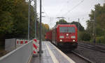 185 351-4 DB  kommt als Umleiter aus Richtung Aachen-West mit einem Güterzug aus Stolberg-Gbf(Rheinland)(D) nach Köln-Gremberg(D) und fährt durch Kohlscheid in Richtung