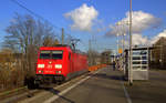 185 258-1 DB kommt mit einem leeren Containerzug aus Richtung Köln nach Aachen-West und kommt aus Richtung und kommt aus