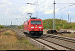 185 398-5 DB als Tfzf durchfährt den Bahnhof Angersdorf auf der Bahnstrecke Halle–Hann.